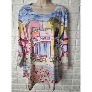 Allison Daley Woman Sz 2X Cafe Amor French Street Rhinestone Knit Multicolor NWT